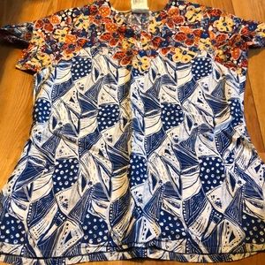 Designer woman’s scrub top side pockets